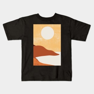 Vintage Landscape Art - Mountains Hiking - Sunset Adventure - Blue Lagoon - Seaside Art - Sunrise Mountains Kids T-Shirt